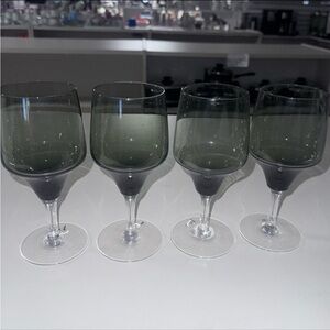Vintage Sasaki Crystal Harmony Smoke Wine Water Glasses | Set of 4
